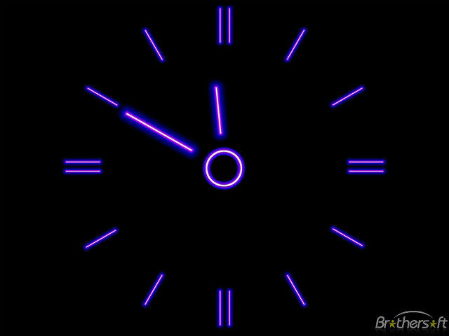 Neon blue clock purple numbers free wallpaper for desktop - medium preview image