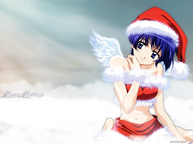 Girl santa hat cloud hands free wallpaper for desktop - medium preview image