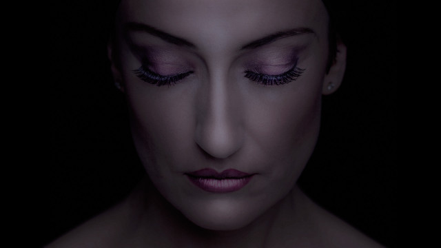 Woman purple makeup eyelashes closed free wallpaper for desktop - medium preview image