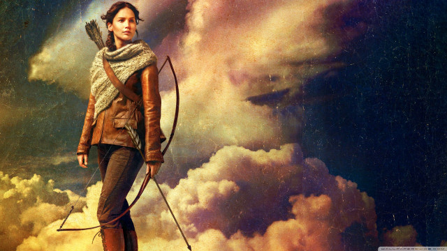 Woman archer clouds sky magic free wallpaper for desktop - medium preview image
