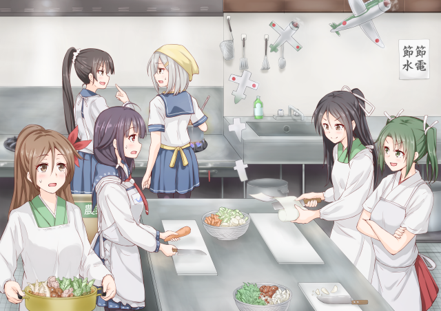 Girls kitchen preparing food together free wallpaper for desktop - medium preview image