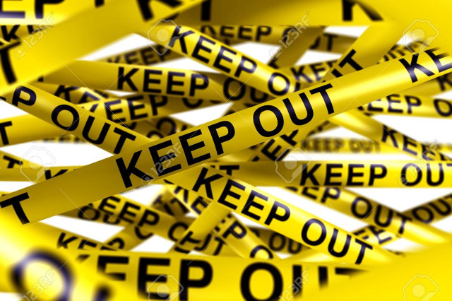 Yellow keep out sign caution free wallpaper for desktop - medium preview image