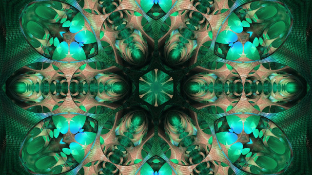 Green blue abstract flower center #2 free wallpaper for desktop - medium preview image