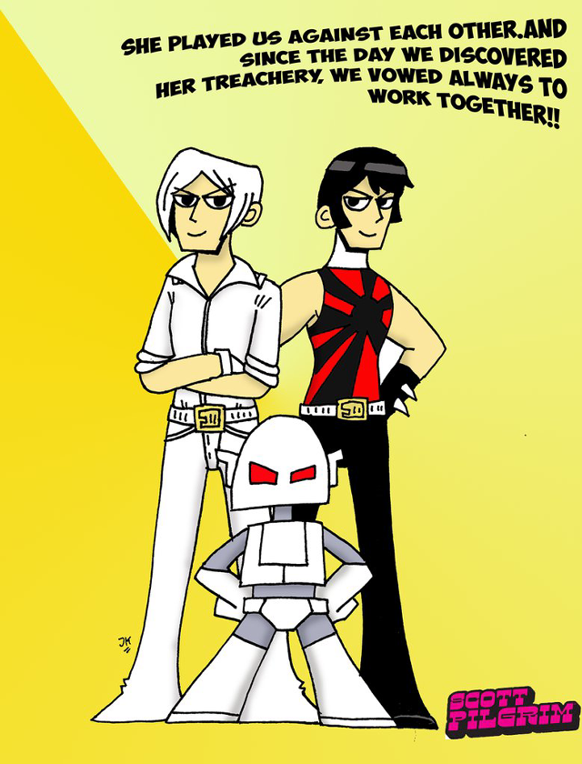 Cartoon two people standing robot free wallpaper for mobile - medium preview image