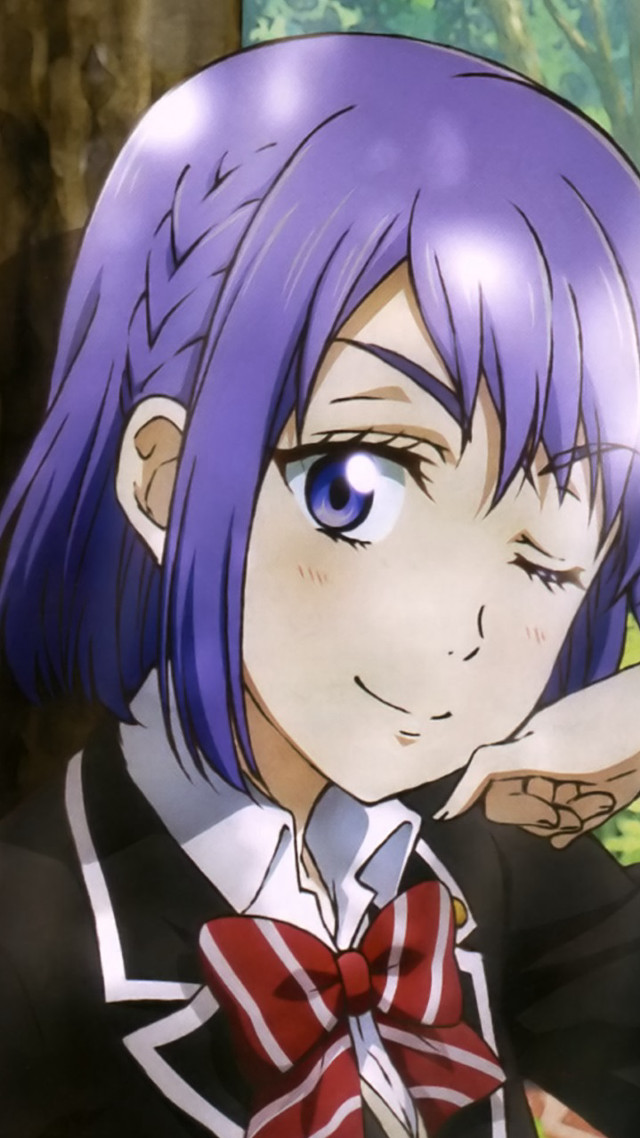 Girl purple hair bow tie free wallpaper for mobile - medium preview image