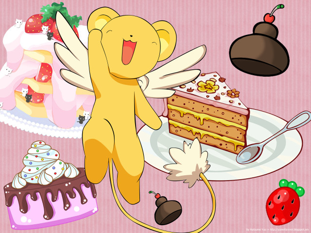 Cartoon cake angel wings strawberry free wallpaper for desktop - medium preview image