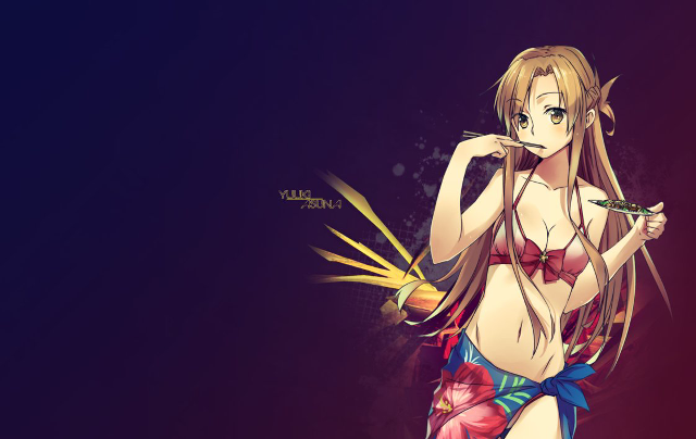 Woman bikini knife flower holding free wallpaper for desktop - medium preview image
