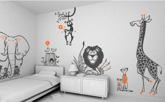 Bedroom bed giraffe wall mural free wallpaper for desktop - medium preview image