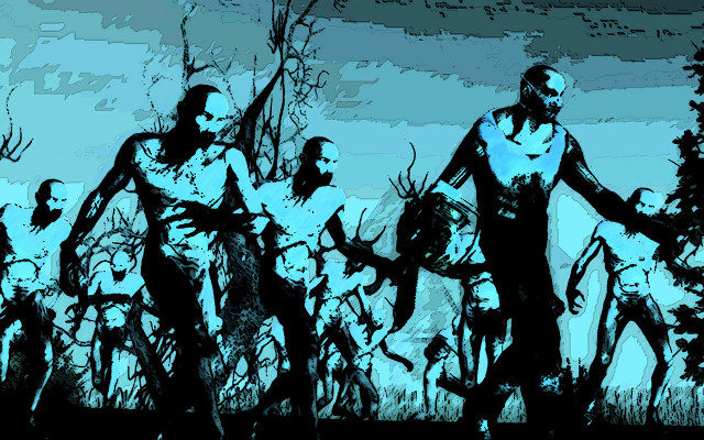 Zombies walking forest trees dead free wallpaper for desktop - medium preview image