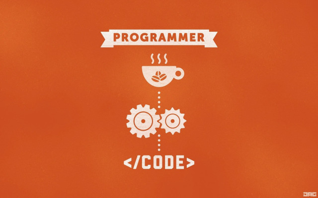 Red background coffee cup gears free wallpaper for desktop - medium preview image