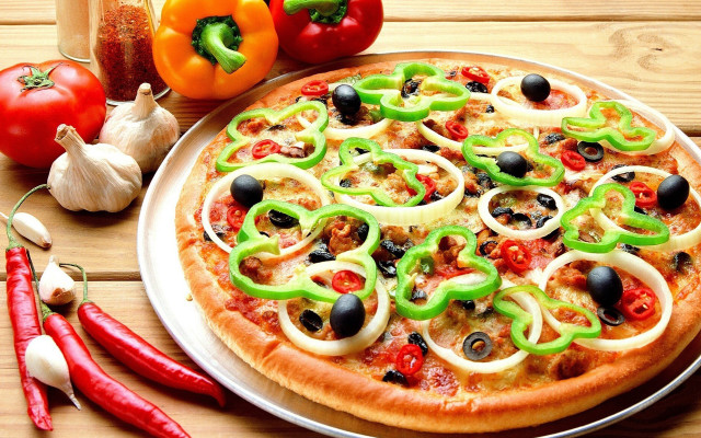 Pizza peppers delicious cheesy fresh free wallpaper for desktop - medium preview image