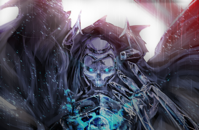 Demon blue eyes horns wings free wallpaper for desktop - medium preview image