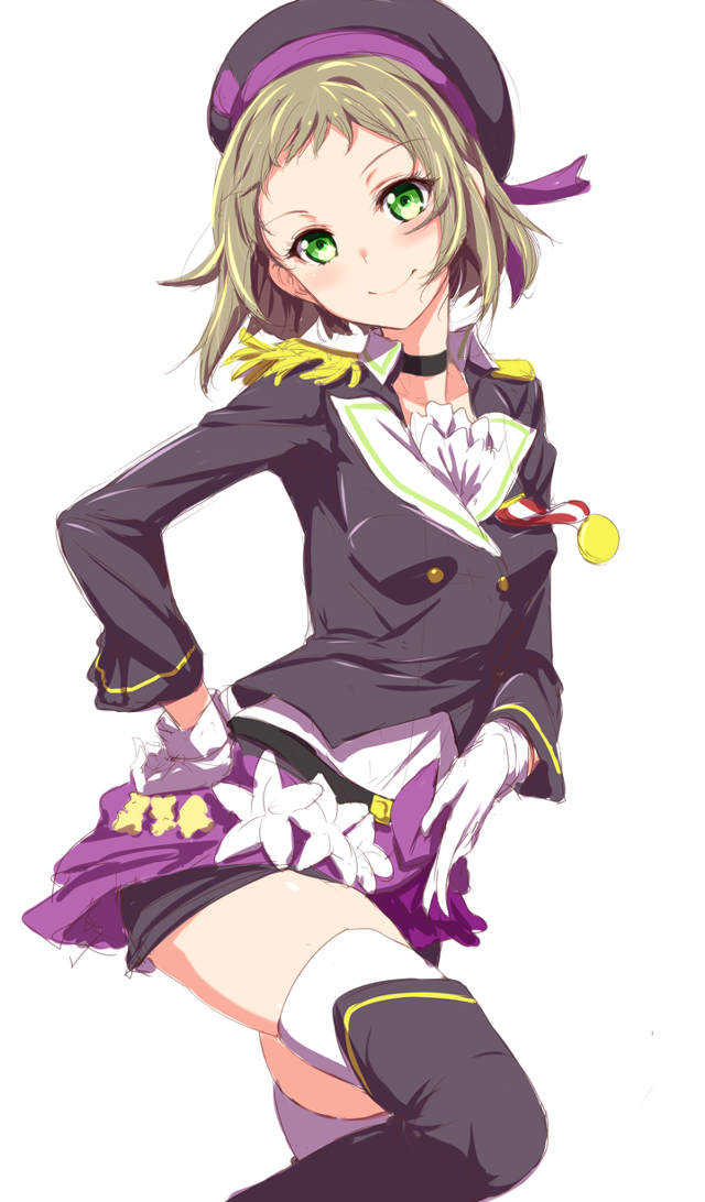 Woman uniform hat skirt kneeling free wallpaper for mobile - medium preview image