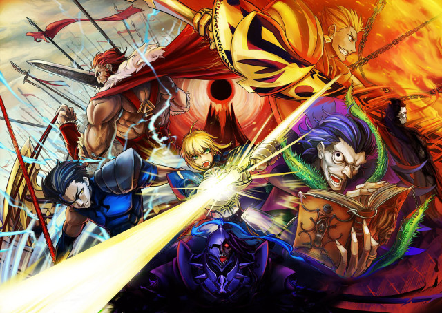 Cartoon characters fire sky background free wallpaper for desktop - medium preview image