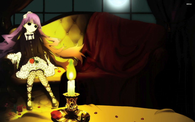 Cartoon girl couch candle lamp free wallpaper for desktop - medium preview image