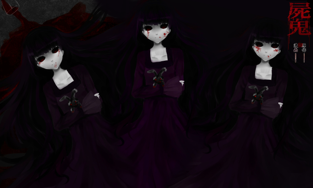 Gothic bloodied woman rose knife free wallpaper for desktop - medium preview image