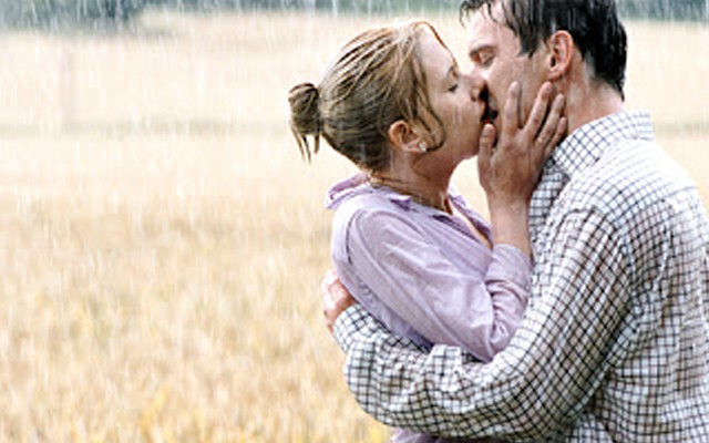 Man woman kissing rain field #2 free wallpaper for desktop - medium preview image