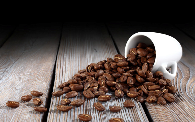 White cup coffee beans wooden #3 free wallpaper for desktop - medium preview image