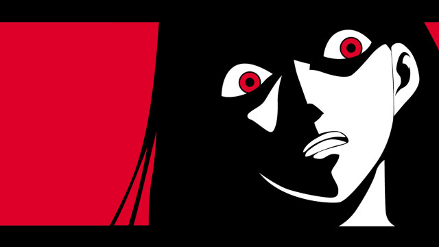 Black white person red eyes free wallpaper for desktop - medium preview image