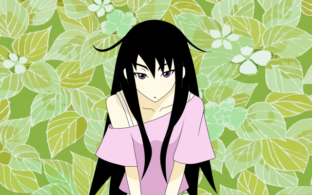 Girl black hair flower leaves free wallpaper for desktop - medium preview image