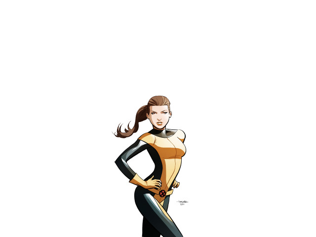 Woman yellow black suit sword free wallpaper for desktop - medium preview image