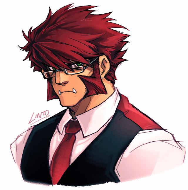 Red hair glasses vest tie free wallpaper for tablet - medium preview image