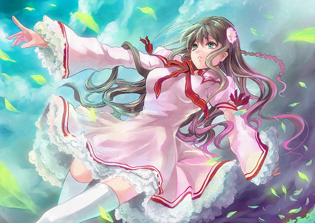 Flying girl pink dress arabesque free wallpaper for desktop - medium preview image