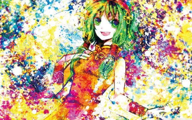 Green hair yellow dress paint free wallpaper for desktop - medium preview image