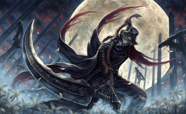 Man armor sword full moon free wallpaper for desktop - medium preview image