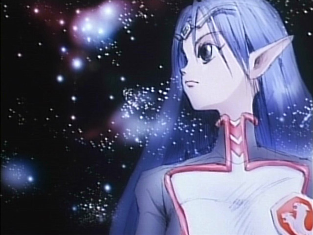 Blue haired girl starry sky free wallpaper for desktop - medium preview image