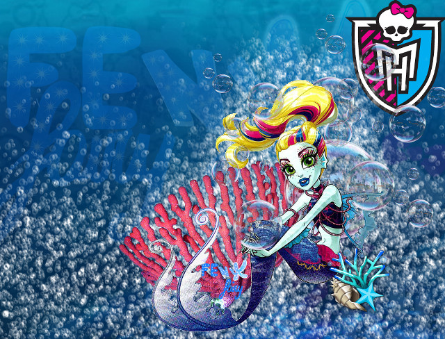 Cartoon mermaid skull fish tail free wallpaper for desktop - medium preview image