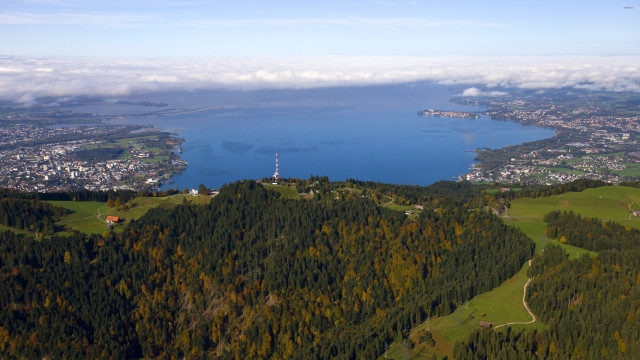 Lake city view plane window free wallpaper for desktop - medium preview image