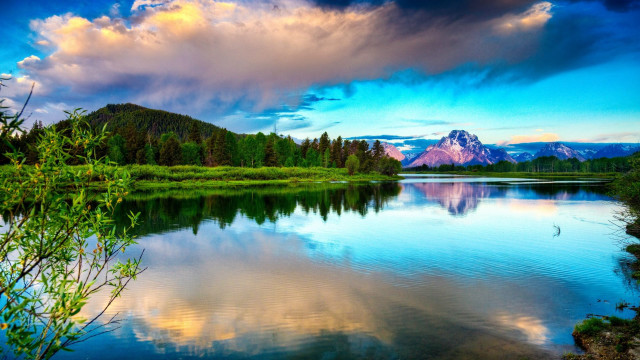 Lake mountains trees cloudy sky #29 free wallpaper for desktop - medium preview image