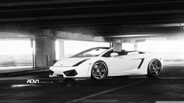 White sports car parking garage #9 free wallpaper for desktop - medium preview image