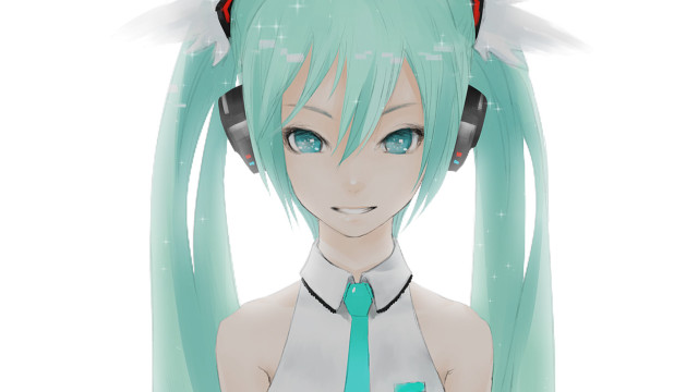 Girl green hair headphones tie free wallpaper for desktop - medium preview image