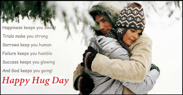Man woman hugging snow happy free wallpaper for desktop - medium preview image