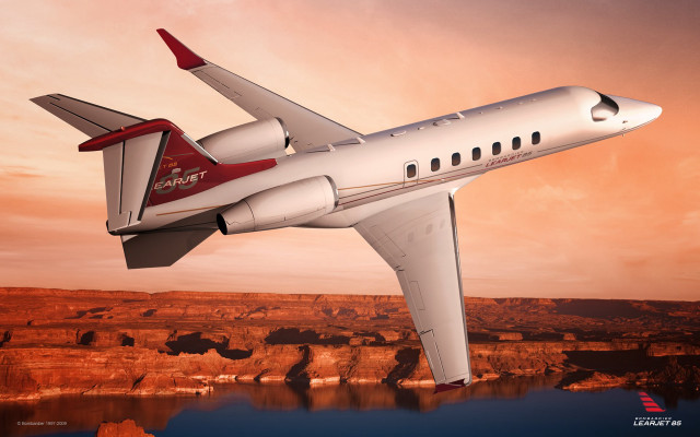 Jetliner cloudy sky lake mountains free wallpaper for desktop - medium preview image