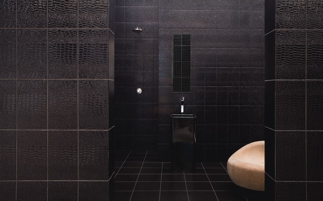 Bathroom black tiled wall white free wallpaper for desktop - medium preview image
