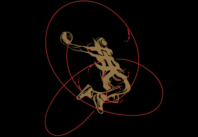 Basketball player air red lines free wallpaper for desktop - medium preview image