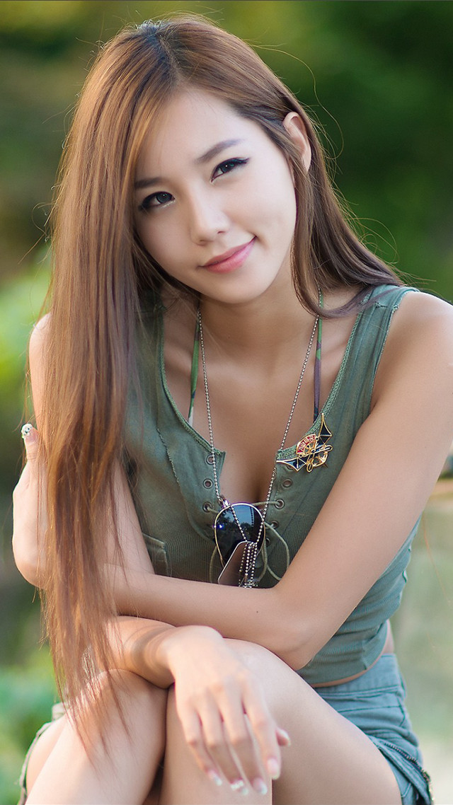 Woman longhair smiling bench bareshoulders free wallpaper for mobile - medium preview image