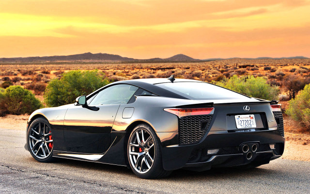 Black sports car desert sunset #2 free wallpaper for desktop - medium preview image