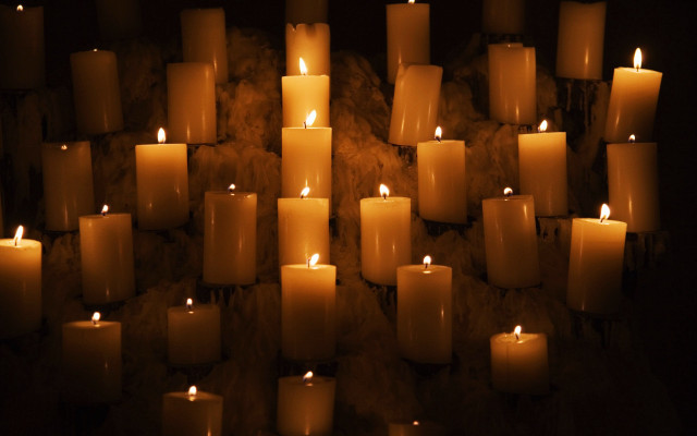 Lit candles table black background free wallpaper for desktop - medium preview image