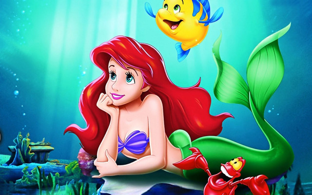 Little mermaid rock underwater fish free wallpaper for desktop - medium preview image