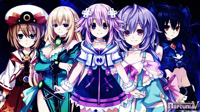 Anime girls group dark background free wallpaper for desktop - medium preview image