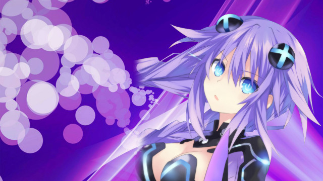 Anime girl blue eyes purple #2 free wallpaper for desktop - medium preview image