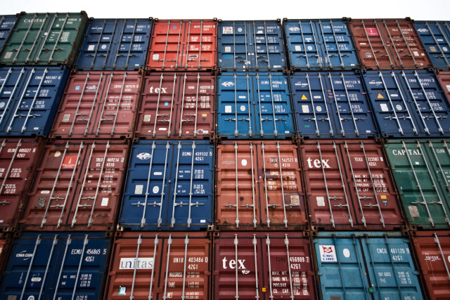 Large stack containers warehouse sky free wallpaper for desktop - medium preview image