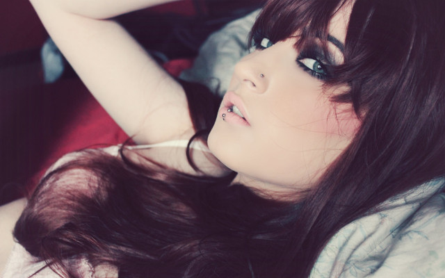 Woman lying bed hair wind free wallpaper for desktop - medium preview image