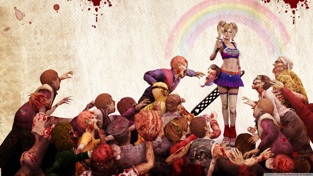 Zombies woman costume rainbow background free wallpaper for desktop - medium preview image