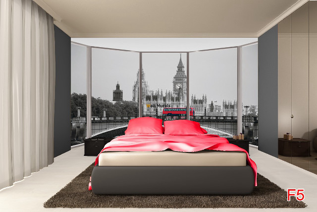 Bedroom large window red sheets free wallpaper for desktop - medium preview image