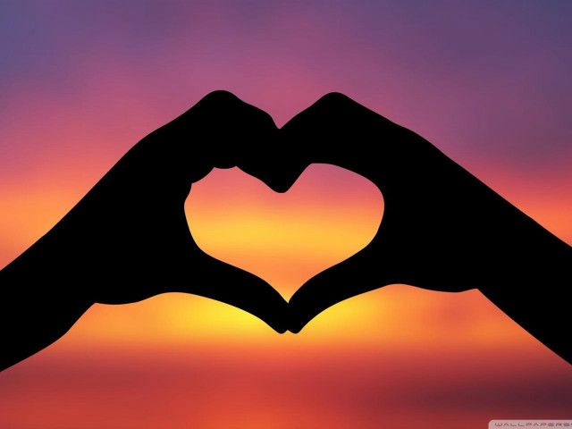 Hands heart sunset pink purple #3 free wallpaper for desktop - medium preview image